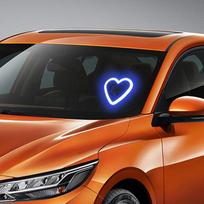 Solar Powered Heart-Shaped Car Ambient Light Smart Modified Neon Light For Vehicle Interior mėlyna
