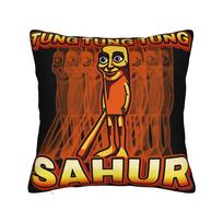 Tung Tung Tung Sahur Meme Pillow Case  Comfy Pillow Cover Novelty Cushion Cover For Sofa Couch Bed Living Room 30x30cm 12x12in
