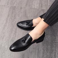 Small leather shoes lazy pointed hair stylist British Block business dress casual shoes 38