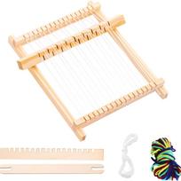 Wooden Weaving Loom Kit with Adjustable Frame and Accessories for Handcraft DIY Textile Art Projects Beginners Adults one size geltona
