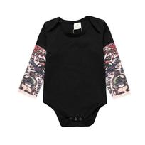 INS Baby Tattoo Romper: Stylish Newborn Onesie with Triangle Crotch Design 100 cm juoda