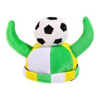 Soccer Horn Hat, Funny Sports Themed Cheering Cap, Plush Football Fan Headwear for Concerts, Game Day, Parties žalia