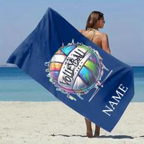 Custom Volleyball Beach Towel Colorful Ball Design Personalized Name Quick Dry Sand Free Large Bath Towel For Swimming 50x100cm(20x40in)