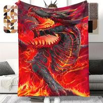 Custom Fire Dragon Blanket Red Flame Monster Design Personalized Name Fleece Throw All Season Soft Warm Bedding Home Decor Gift 70x100cm28x39in