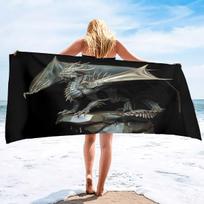 Bath Towel with Dragon Printed,Oversized Beach Towel Absorbent Soft Microfiber Pool Swimming Towels for Adults Teens Large Size H30xW50cm