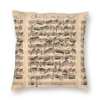 Bach Original Handwritten Score Square Pillowcase Polyester Linen Velvet Pattern Zip Decorative Home Cushion Case Peach skin 18*18(CM)-1Pcs