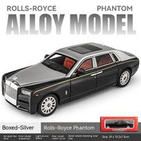 1/18 „Rolls-Royce Phantom“ modelis, cinko lydinio traukiamas žaislinis automobilis su garsu ir šviesa, realistiškas modeliavimo modelis Toy111 sidabras