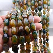 Dragon Pattern Cracked Agate Barrel Beads (12x18mm) - Loose Natural Beads for DIY Jewelry 12x18mm, approx. 21 beads/strand
