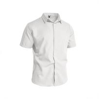 Men Solid Color Short Sleeve Casual Business Turn Down Collar Button Down Shirt S