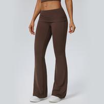 Fold-over Waist Yoga Flare Pants for Hip Lifting and Running - Style 62327