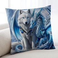 Fantasy Dragon Wolf cushion cover Home Bedding Sofa living Room pillowcase Simple Soft Skin Cushion Cover Party Gift 30x30CM(12x12in)