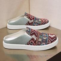 Summer new fashion cloth board shoes half drag, black, beige 39 smėlis