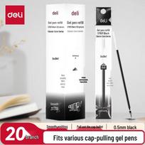 Deli 0.5mm Black Gel Pen Refills - 20 Count