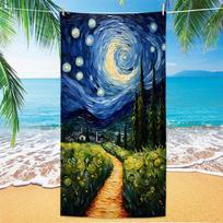 Van Gogh Beach Towel - Quick Dry Anti Sand, Lightweight Microfiber for Swim, Yoga, Travel, Gym 27x55inch 70x140cm&1pc