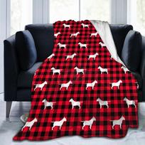 Anglų bulterjero šuo Mesti pledą Minkštas Jaukus Šiltas Anti-pilling Flanelės Fleece Pledas Lengvas Pledas Sofai Lovai Sofa 152x127cm white