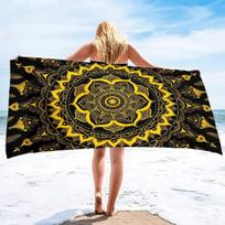Mandala Beach Towel Clearance Towels, Boho Style Cool Travel Pool Towel, Lightweight Sand Free Quick Dry Travel Towels H30xW50cm brown
