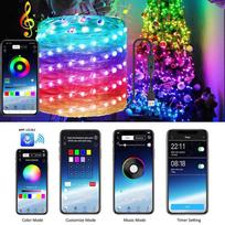12 spalvų styginių lempučių, maitinama USB, keičiama „Twinkle 66 FT 200 LED Fairy Lights“ varinė viela RGB 50LED With Remote