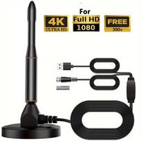 4K 1080P ATSC skaitmeninės televizijos antena 29dBi didelio stiprinimo magnetinis laikiklis vidiniam/lauko HDTV antenai, palaiko DVB-T/T2 ISDB-T DAB FM 5m f headband amplifier juoda