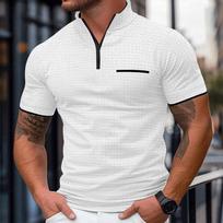 Men Casual Short Sleeve Zipper Pocket Polo Shirt Mens Casual Top S