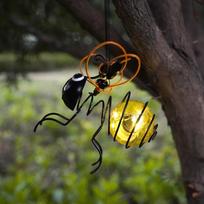Solar Powered Garden Bug Zapper Lamp Hanging Metal Insect Killer Waterproof Mosquito Light for Outdoor Yard geltona