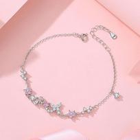 Tichia 925 Sterling Silver Cherry Blossom & Butterfly Bracelet for Women - Versatile, Sweet Floral Design 925 Silver beige