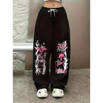Gothic Style Flame Cross Print Wide Leg Pants Breathable Quick Drying Summer Sports Pants for Men And Women S