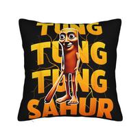 Surreal Italian Brainrot Meme Tung Tung Tung Sahur Pillow Case  Kawaii Pillow Cover Comfy Pillowcases For Living Room Bed Chair 30x30cm 12x12in