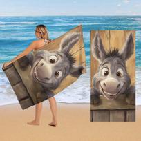 Didelis paplūdimio rankšluostis su asilo šypsenos dizainu, labai sugeriantis ir greitai džiūstantis, puikiai tinkantis vasaros veiklai, pvz., plaukimui 50x100cm(20x40in) blue