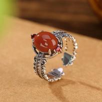 Adjustable Vintage-Inspired Wheat Motif Oval Cabochon Ring In Copper Men Women Adjustable Open Band