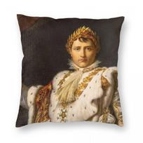 Napoleon Bonaparte Square Pillowcase Polyester Linen Velvet Printed Zip Decor Pillow Case Home Cushion Cover Peach skin 18*18(CM)-1Pcs