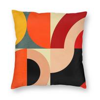 Abstract Geometric Bauhaus Square Pillowcase Polyester Linen Velvet Creative Zip Decorative Room Cushion Cover Peach skin 18*18(CM)-1Pcs