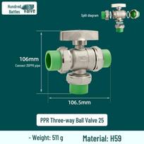 Brass PPR L-Type Three-Way Ball Valve with Switch, Y-Shape Water Splitter, Pipe Fittings DN25/DN20