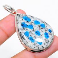 Natural K2 Blue Azurite Gemstone 925 Sterling Silver Gift Pendant 2.05  F2c67
