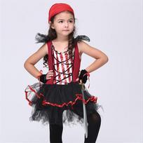 Halloween Girls Pirate Costume Tutu Princess Dress S raudona