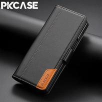 PKCASE Atsparus smūgiams piniginės tipo odinis dėklas telefonui Samsung Z Fold 7 6 5 4 3 su kortelių laikikliu Galaxy Z Flip 7 6 5 4 3 Galaxy Z Fold7 juoda