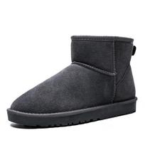 Men's Fur Fleece Lining Snow Boots Warm Comfortable Slip On Winter Ankle Boots Casual Fuzzy Short Mini Boots Comfortable Suede Booties Shoes for Men 35 pilka spalva