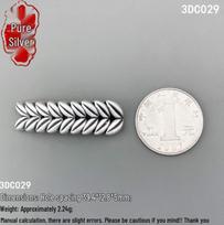 999 Silver Wheat Ear Spacer Bead: Elegant 3D Curved Design with Double Hole for DIY Bracelets and Necklaces. 3D Hard Silver, 999 Silver; Single Price