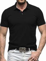 Men Casual Solid Color Short Sleeve Turn Down Collar Polo Shirt S