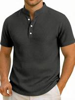 Men Casual Solid Short Sleeve Sports Polo Shirt S