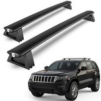 165 svarų aliuminio stogo bagažinės skersinės juostos, suderinamos su 2011–2021 m. Jeep Grand Cherokee su grioveliais šoninėse bėgeliuose, stogo bagažo vežėjas