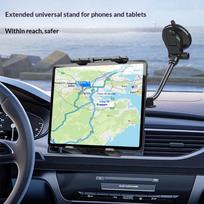 Universalus planšetės laikiklis automobilio prietaisų skydeliui Siurbimo puodelis Stiklo laikiklis Reguliuojamas spaustukas dideliems ir mažiems įrenginiams juoda