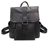 Leather Backpack Korean Version Men'S And Women'S School Bag Black Soft Cowhide Travel Backpack juoda