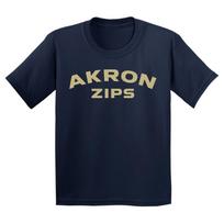 Akron Zips Arch Logo Licensed Unisex Youth T-Shirt - Navy S