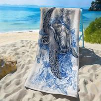 Ocean turtle wave pattern polyester microfiber beach towel is highly absorbent, suitable for swimming and beach outings 27x55inch 70x140cm&1pc