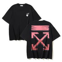 Off-White 2026 vasaros nauji grafiti strėlių rašto marginti trumparankoviai marškinėliai vyrams ir moterims S