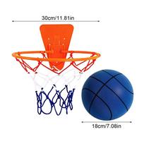Silent Basketballs And Hoop Set Quiet Basketball Dribbling Home Wall-Mounted Basketball Frame Daily Skill Training For Home Gym mėlyna