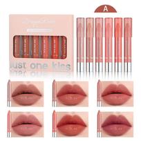Drėkinantys lūpų dažai Crayon Lipstick Pen Combination Lip Liner Pen Solid Lip Gloss 6 pakuočių rinkinys A-6PCS