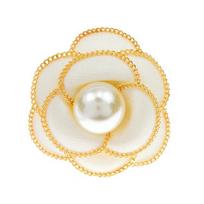 Gold Line Camellia Pearl Flower Brooch Black And White Color Fabric Pin Fashion Jewelry Wedding Accessories balta