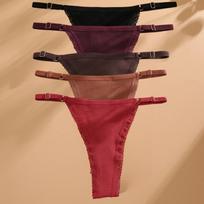 FINETOO 5Vnt./rinkinys Seksualios G-stygelių kelnaitės Medvilniniai moteriški apatiniai Reguliuojamu juosmeniu Mergaitei Moteriški kelnaitės Bikini Moteriški stringai apatinis trikotažas S&Set