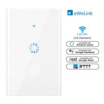 Melery Wifi Išmanusis Šviesos Sieninis Jungiklis Tuya/Ewelink Interruptor Stačiakampis Jutiklinis Stiklo Skydelis Nuotolinis Valdymas per Alexa Google Home balta